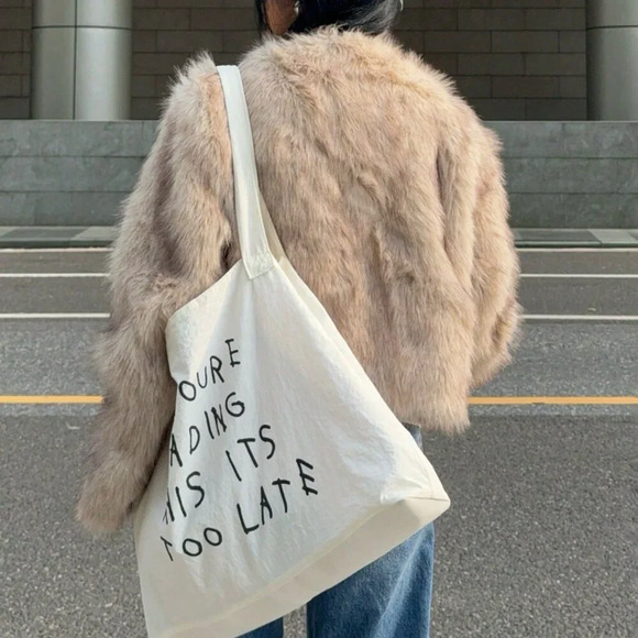 Khaki Casual Women's Long Sleeve Faux Fur Jacket - Picture 2 of 6